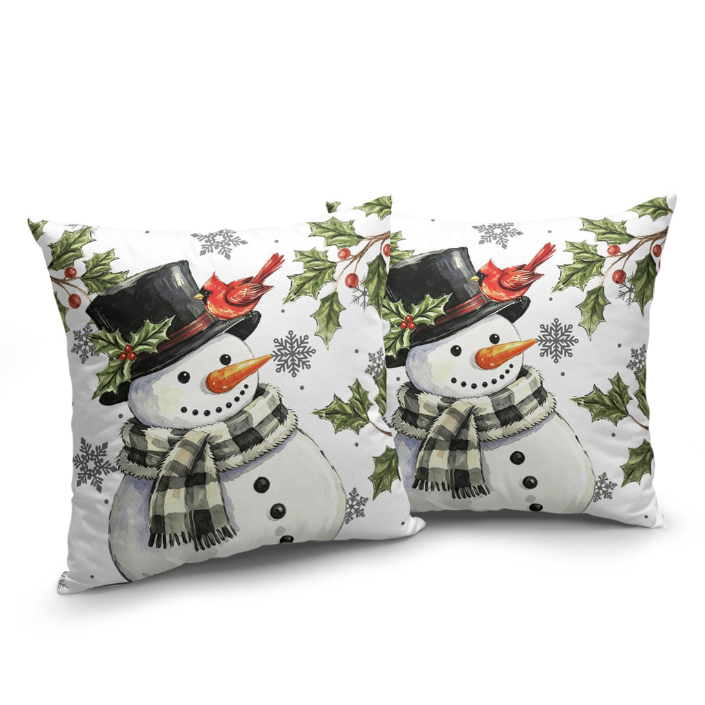 Winter Snowman Pillow Covers 20x20 Inch Holly Pillows Cover 2pcs