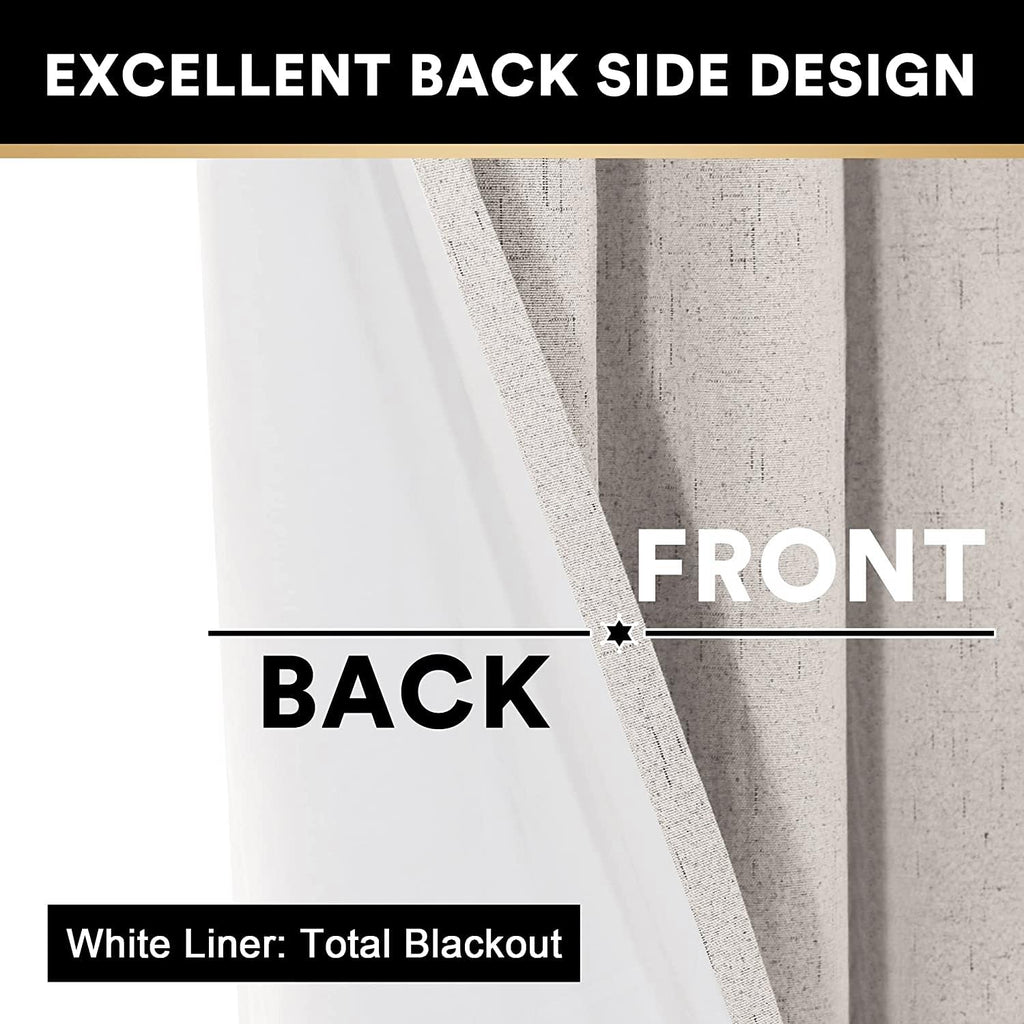 Blackout Curtains 84 Inches Long Faux Linen Look Curtains for Sliding Glass Doors Room Divider Curtain Thermal