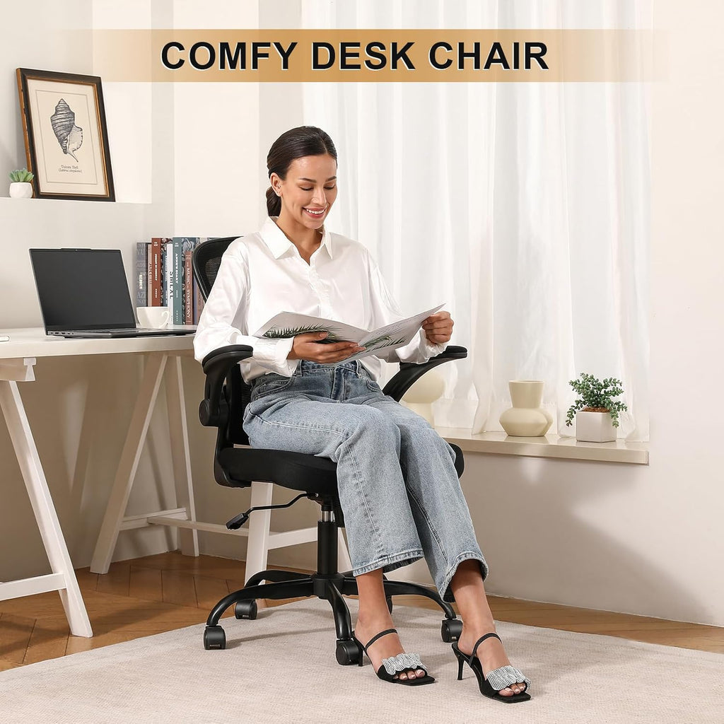 Ergonomic Desk Chairs 330LBS Capacity High Back Mesh Computer Chair with Flip-up Armrests, Comfy Work Chair with