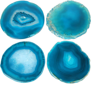 Blue Agate Coaster for Coffee Table - Set of 4