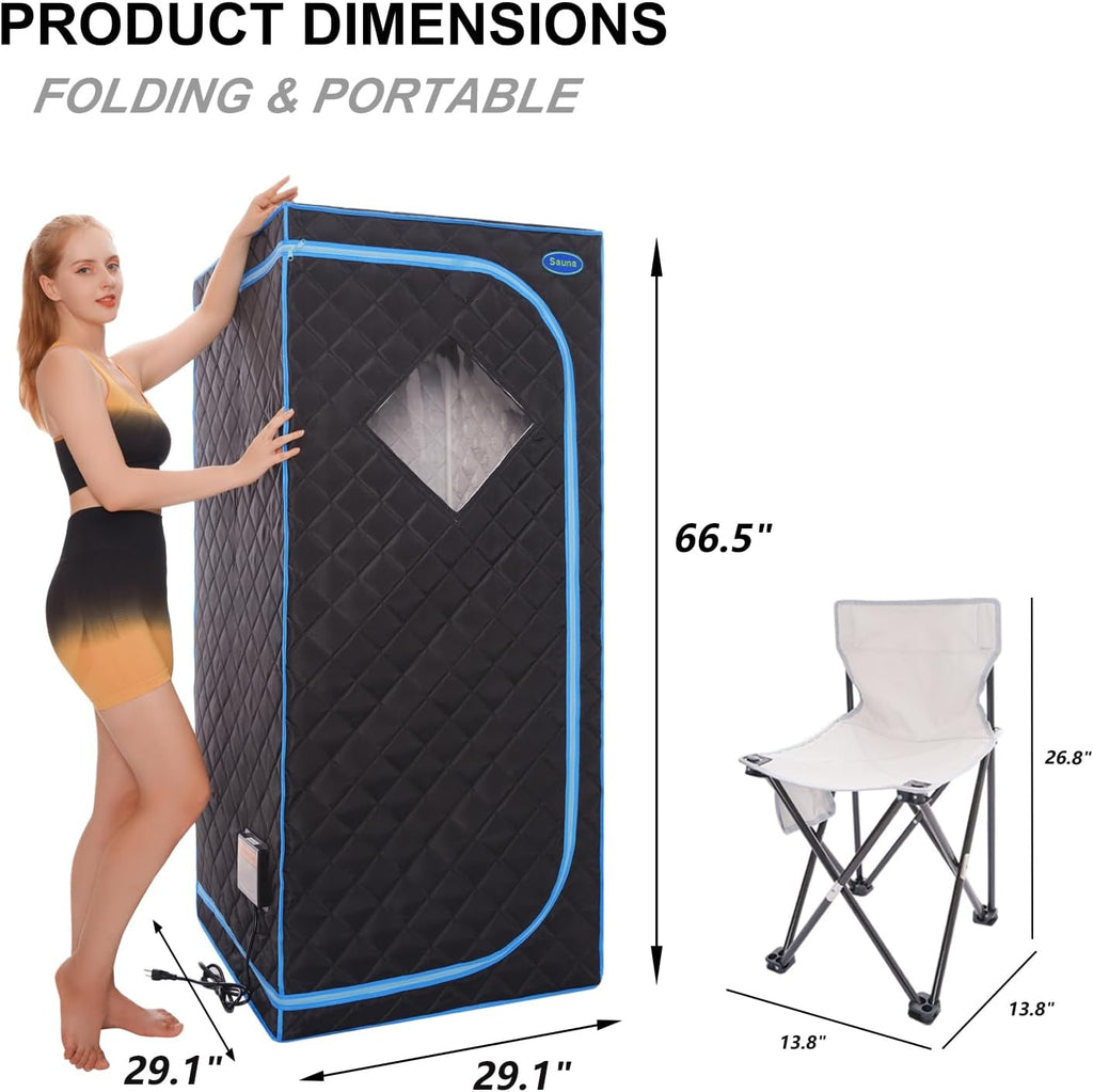 Portable Infrared Sauna for Home Spa, Full Size 1 Person Sauna, Full Size Far Infrared Sauna Tent, with Heating Foot Pad, Portable Chair, (L29.1 x W29.1 x H66.5, Black) A129-B0DB4XNCJN