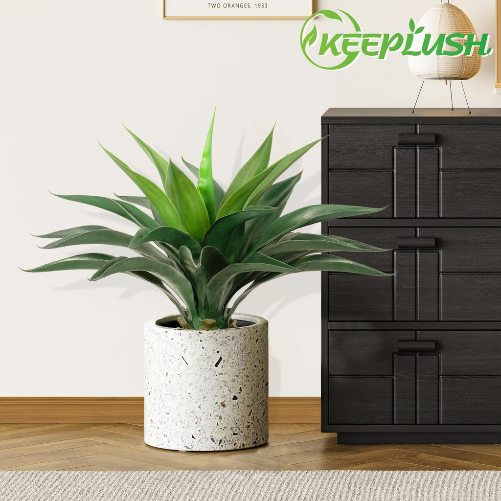 Artificial Agave Plant 2ft - 24" Large Fake Aloe Vera Plants Indoor with Fake Grass - Fake Floor Plant for Front