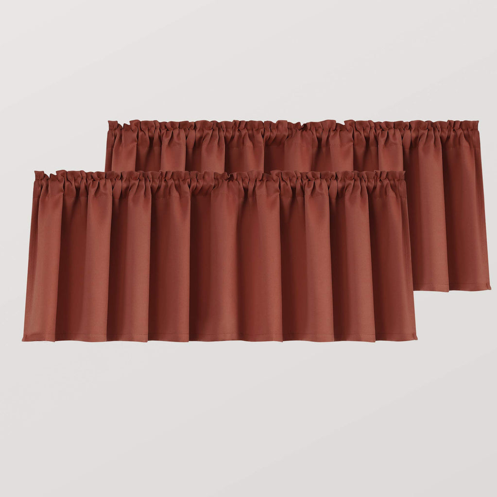 Terracotta Valance Curtains Window, Boho Farmhouse Rustic Thermal Insulated Western Valances Living Room, Rust Colored
