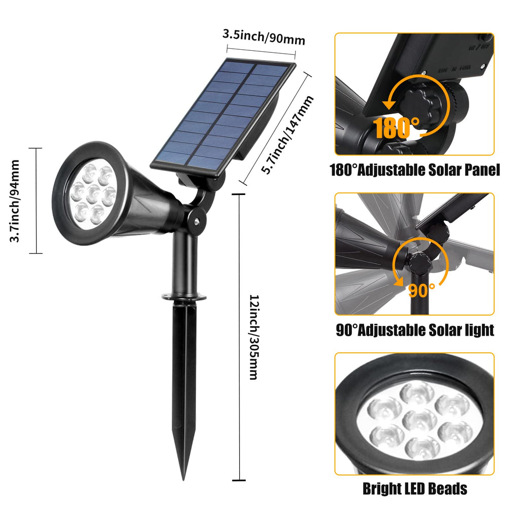 Solar Spot Lights Outdoor Waterproof, Warm White, 4 Pack