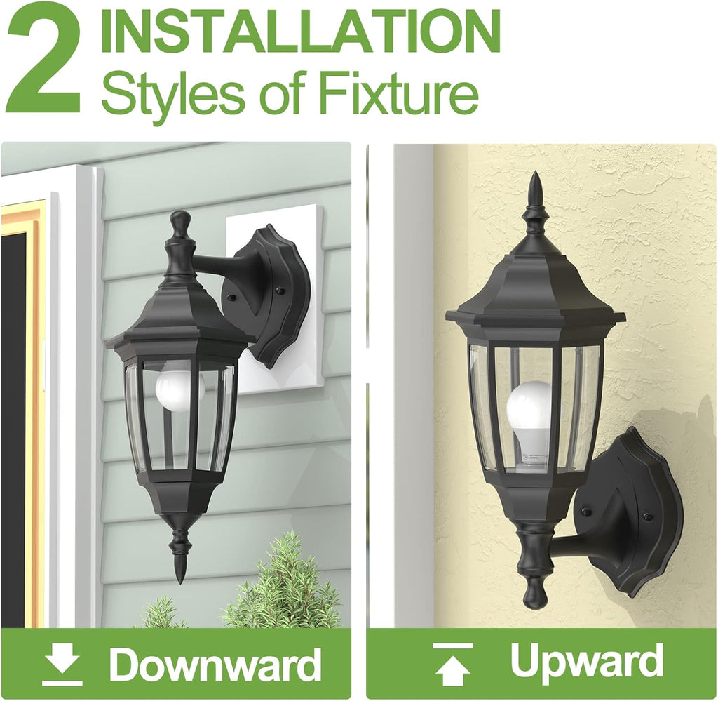 Plastic Outdoor Wall Light Fixtures with Bulbs, Waterproof and Anti-Corrosion Porch Sconces