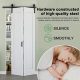 72" x 84" 1 Panel Bifold Barn Door, 80" Track Kit for 4 Closet Doors, Pre-Assembled Panel Bi-fold Ba