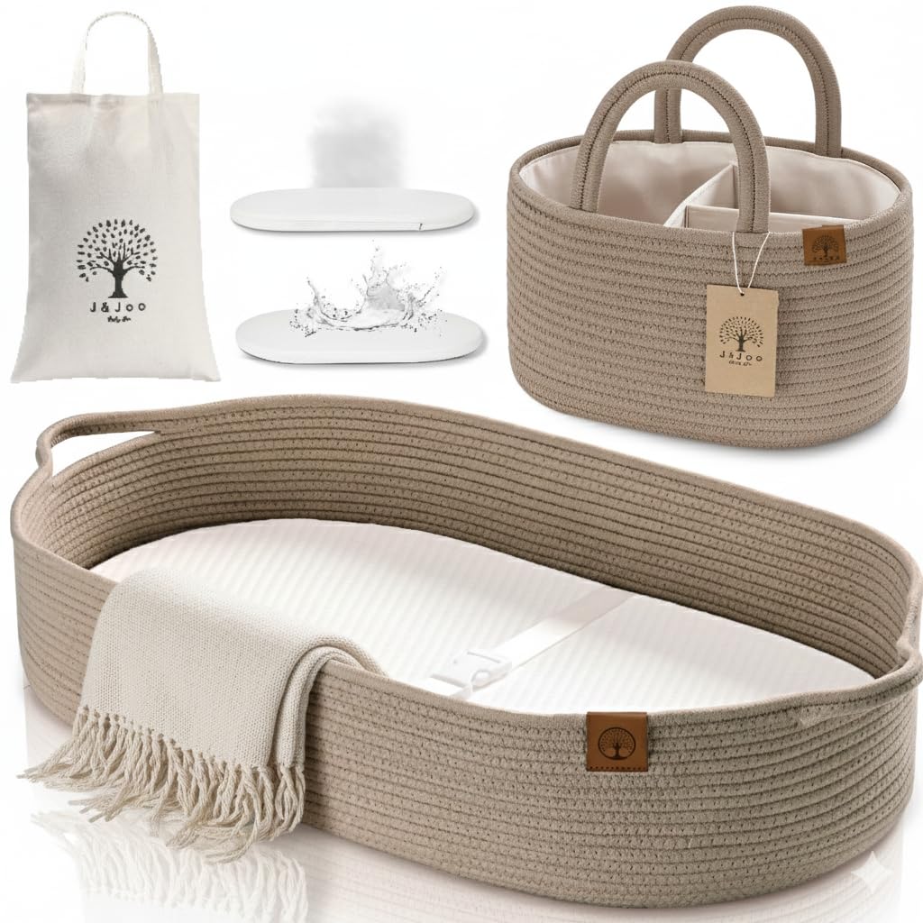 Baby Changing Basket Includes Diaper Caddy - Soft & Waterproof Dual-Cover, Portable, Changing Pad for Dresser &