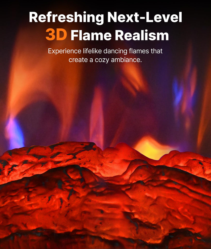 Electric Fireplace Stove Heater for Indoor Use with 3D Flame Effect