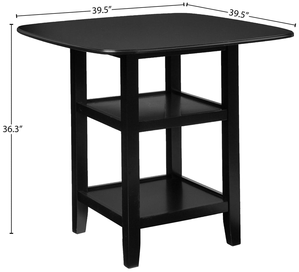 Norman 5-Piece Counter Height Dining Set with Two Display Shelves, Black