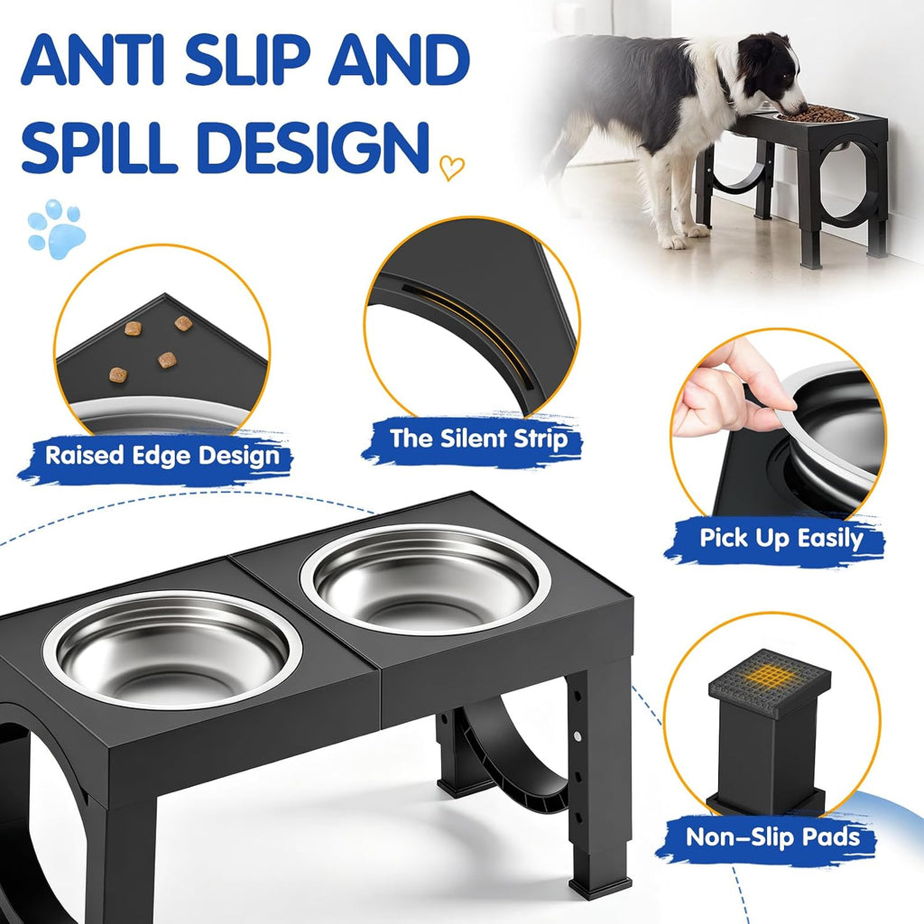 Elevated Dog Bowls Large Breed Raised Dogs Bowl Stand Large/Medium Sized Dog Stainless Steel Food Water Bowl Stands 5
