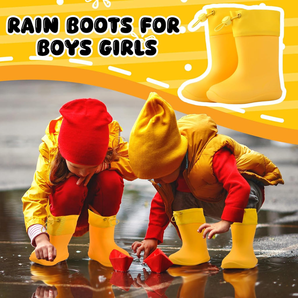 Toddler Rain Boots for Boys Girls Kids Waterproof Rain Boots Unisex-Child Lightweight Boot for Outdoor