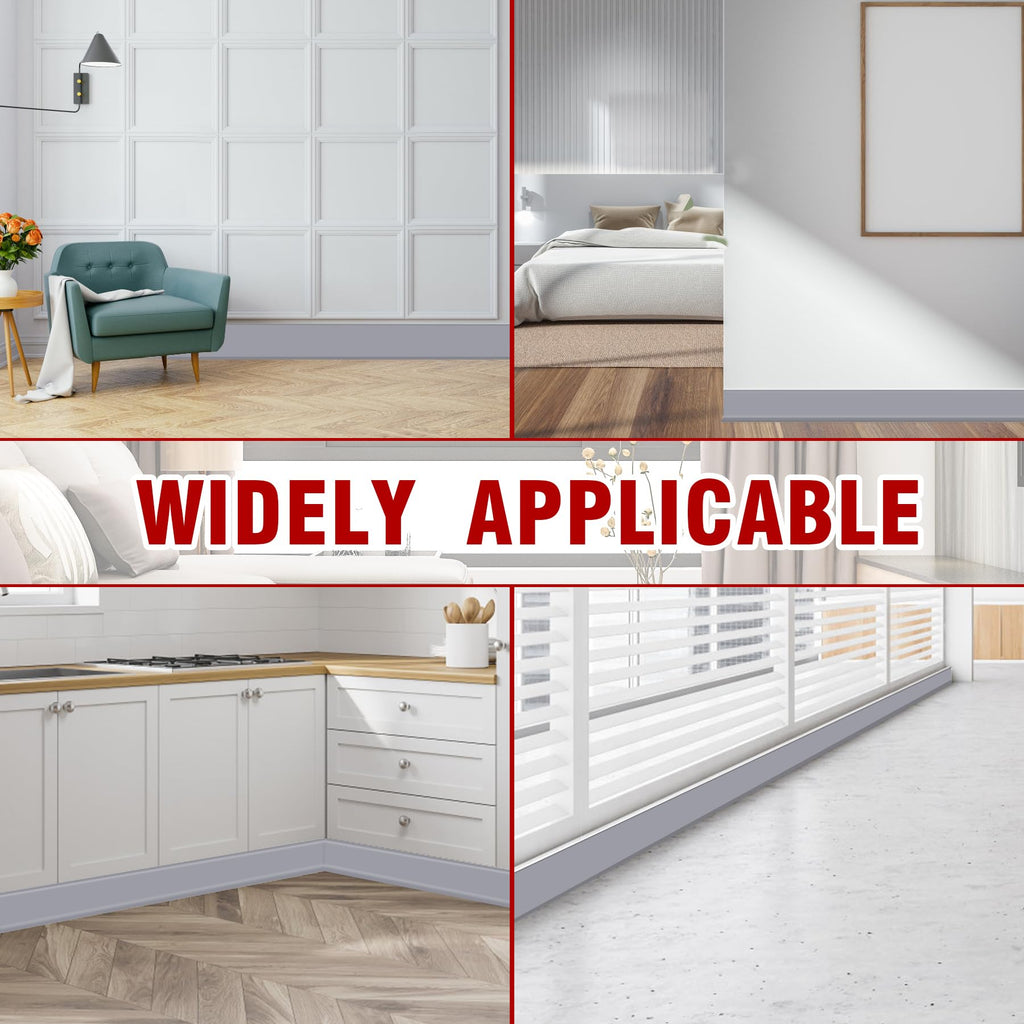 Vinyl Baseboard Molding Trim 3 Inch x 40 Feet Peel and Stick Baseboard Trim Flexible PVC Cove Base Moulding