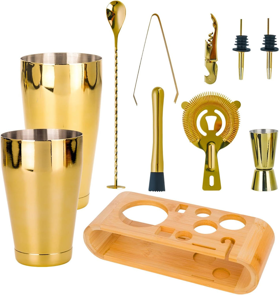 Cocktail Shaker Set Stainless Steel Shakers Bartending kit Bar Kits Bar Tool Sets for Professional Bartender and Home - Set of 10