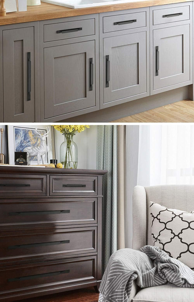 Kitchen Cabinet Pulls - Black Cabinet Handles - 5 Pack Long Cabinet Hardware for Drawers Dresser Furniture Pulls