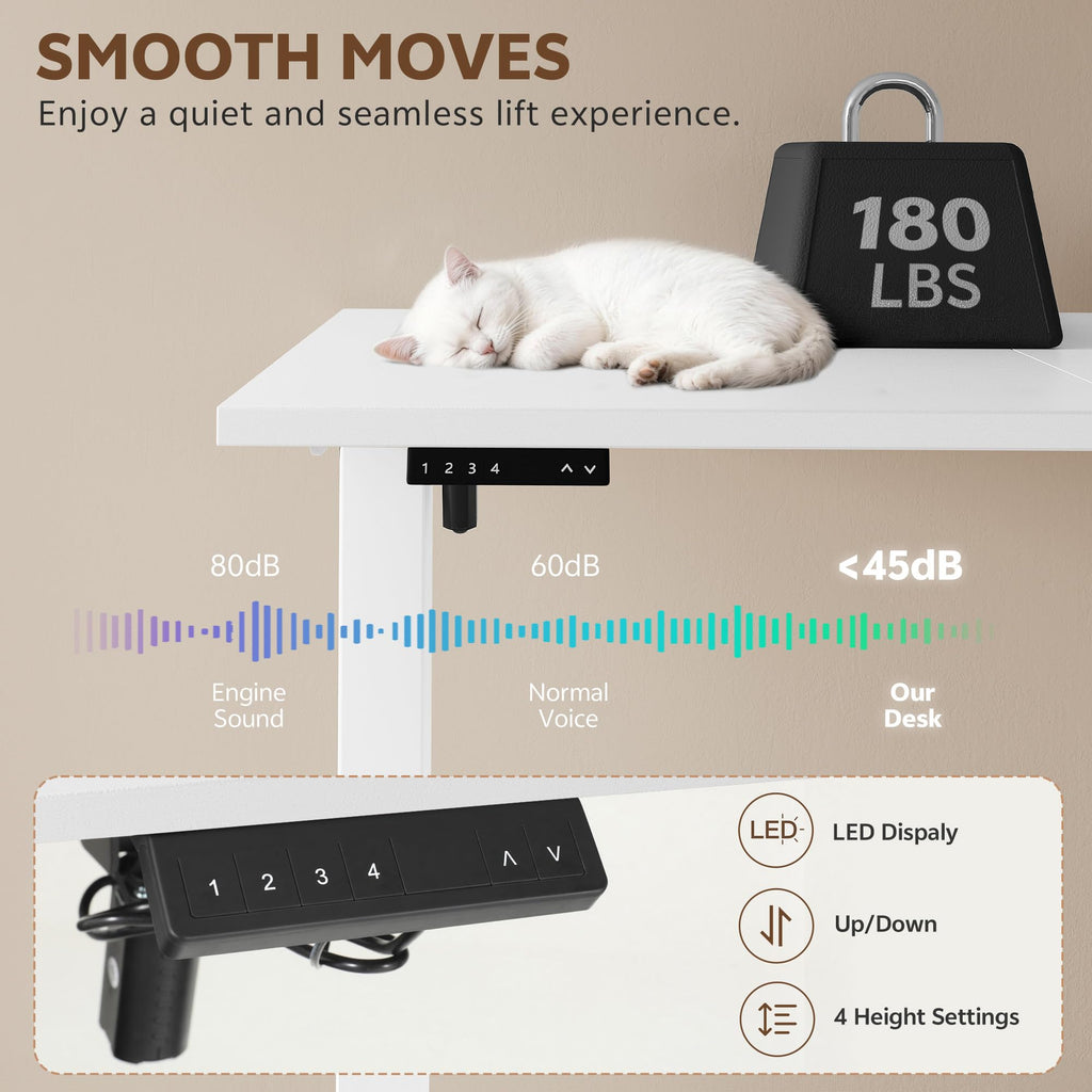 47.2 Inch L Shaped Desk, Electric Standing Desks with 3 Drawers