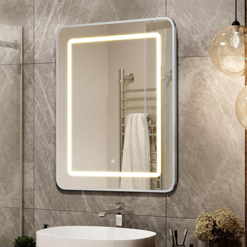 20x30 Inch Lighted Bathroom Medicine Cabinet with Mirror, Silver Recessed or Surface Mount Medicine Cabinet Mirror