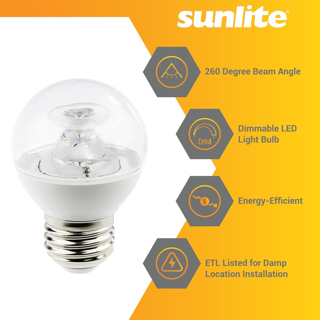 G16 LED Dimmable Decorative Globe Vanity Light Bulbs, Clear, 5W (40W Equiv.), 350 Lumens, Medium E26 Base, Mirror
