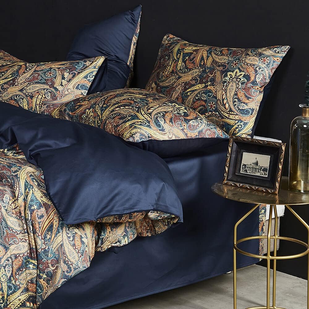 Duvet Cover Queen Set Boho Floral Pattern Duvet Cover Queen for Queen Bed Vintage Soft Bedding Leaf Print Paisley