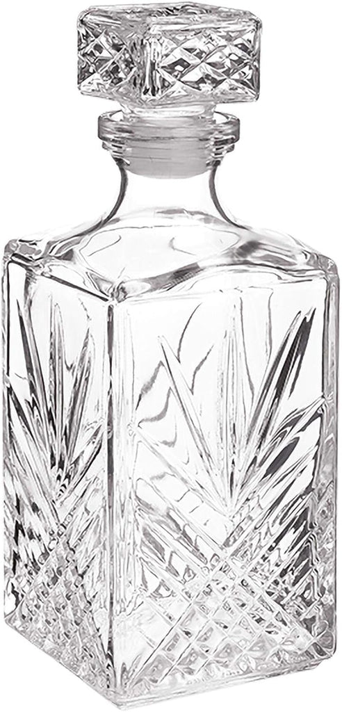 Selecta Collection Whiskey Decanter - Sophisticated 33.75oz Diamond Decanter With Starburst Detailing - For Whiskey