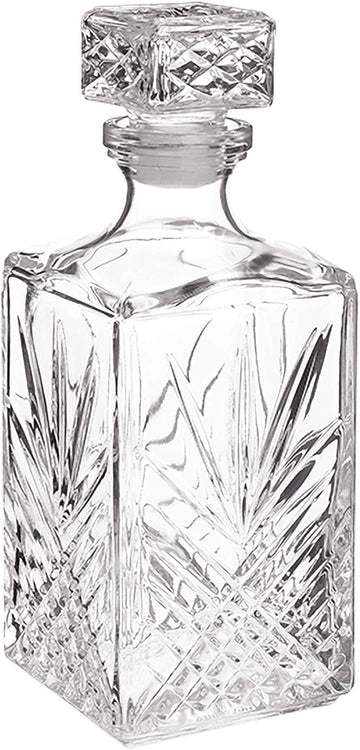 Selecta Collection Whiskey Decanter - Sophisticated 33.75oz Diamond Decanter With Starburst Detailing - For Whiskey