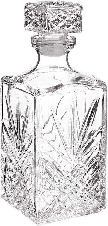 Selecta Collection Whiskey Decanter - Sophisticated 33.75oz Diamond Decanter With Starburst Detailing - For Whiskey