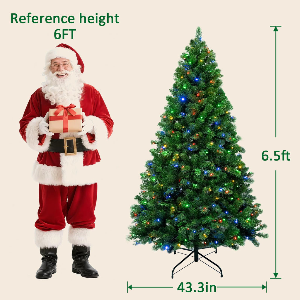 6.5ft Pre-Lit Christmas Tree with Remote Control & Foot Switch