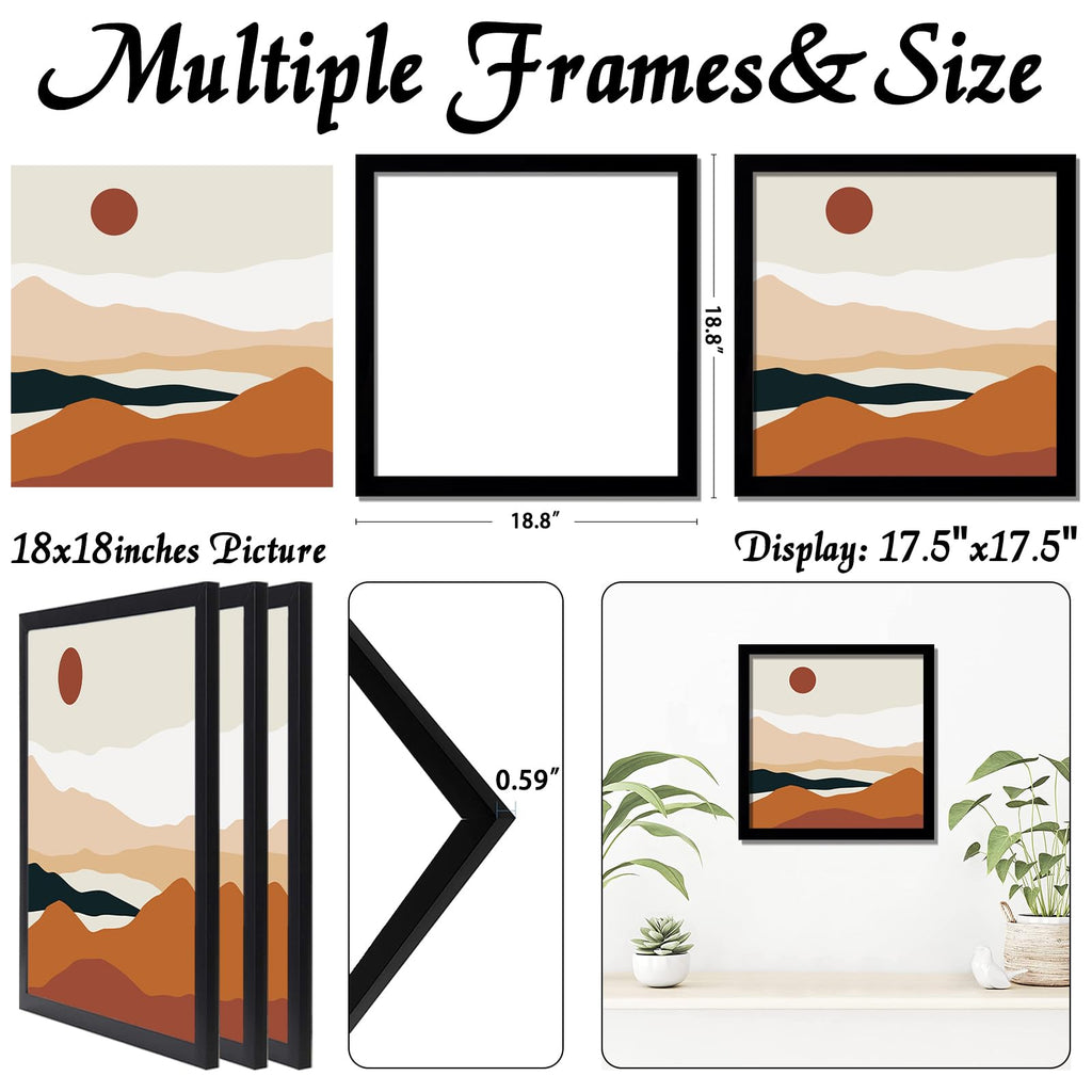 Black 18x18 Picture Frame Set of 3, Gallery Wall Display Frames