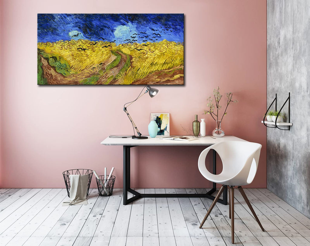 Vincent Van Gogh Canvas Wall Art, Wheatfield with Crows Famous Painting Print, Large Classic Artwork Picture Decor