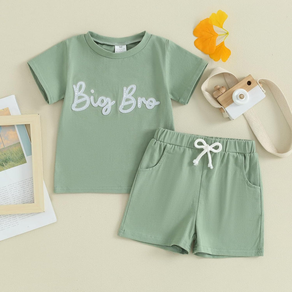 Baby and Toddler Boy Girl Big Brother Little Sister Matching Outfits Short Sleeve T Shirt Shorts Summer Clothes