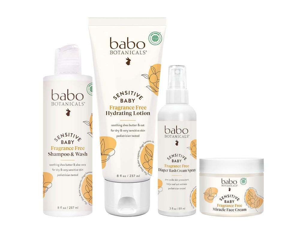Baby Care Essentials Gift Set - Skincare, Bath & Diaper - For Delicate Skin, Fragrance-Free with Shea Butter