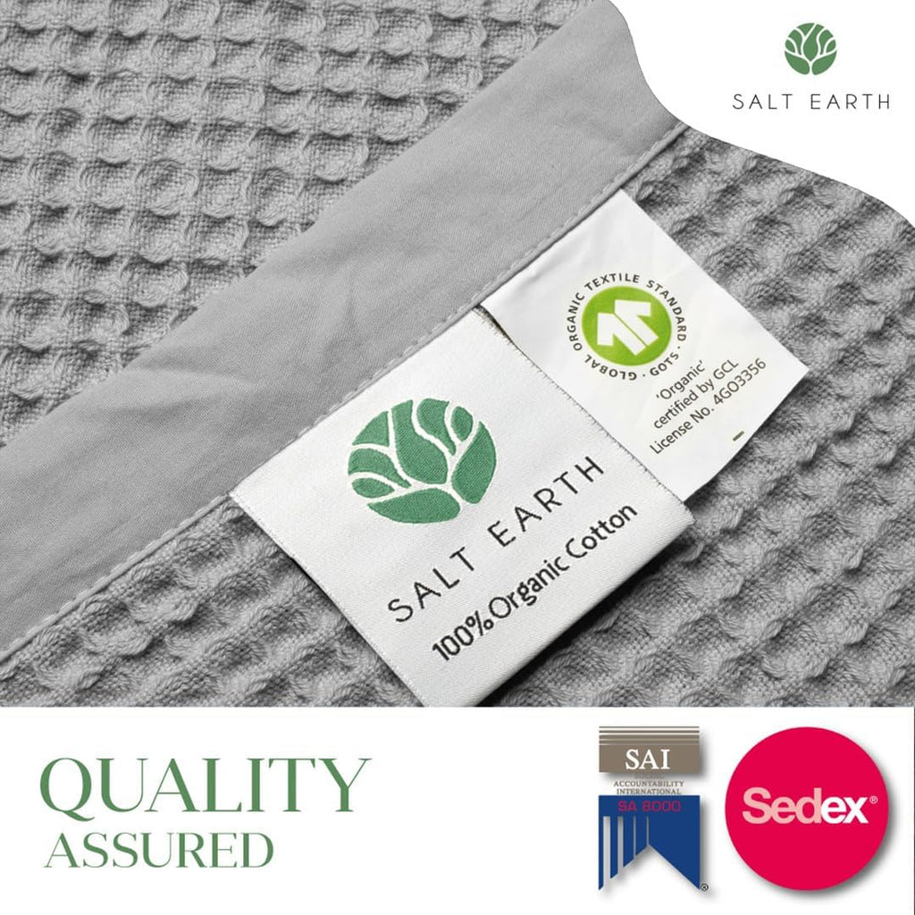 GOTS Certified 100% Organic Cotton Throw Blanket, 55" x 60" Waffle Blankets & Throws, Throw Blanket, Modern & Cozy