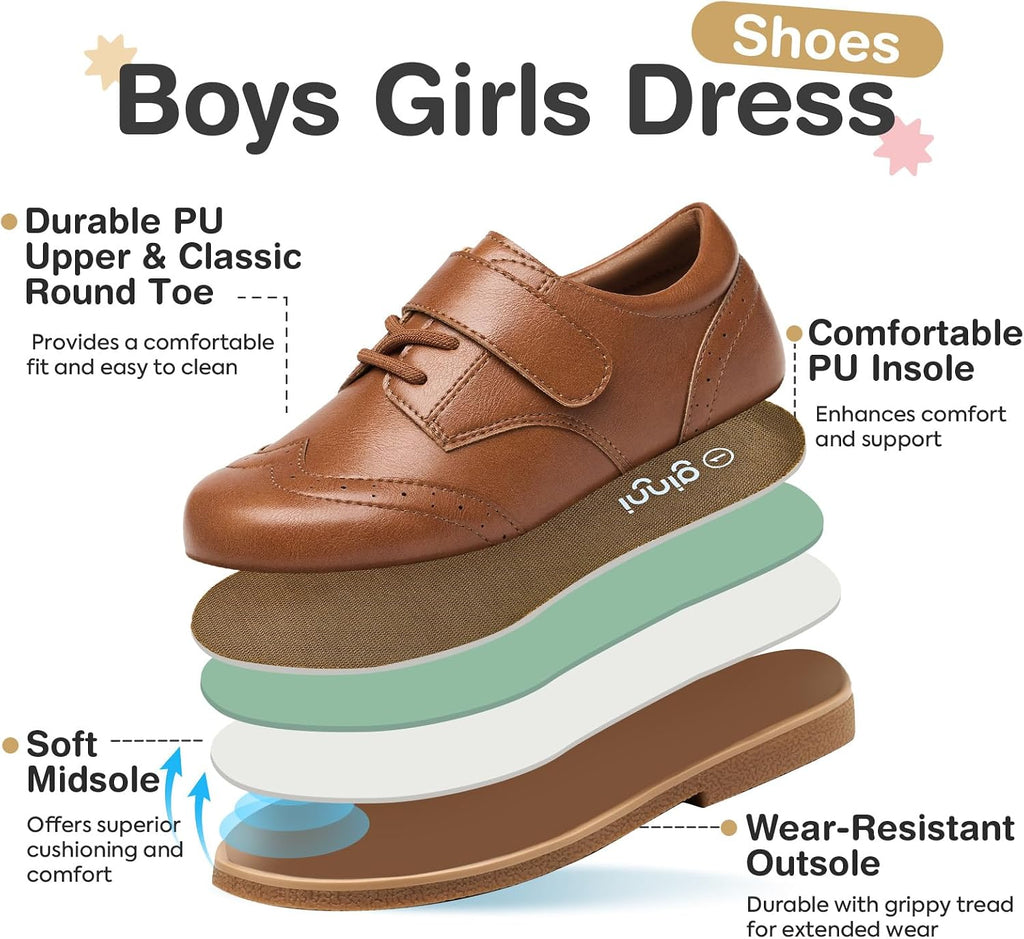 Toddler Boy Girl Dress Shoes, Little Kids Comfortable Wingtip Oxfords