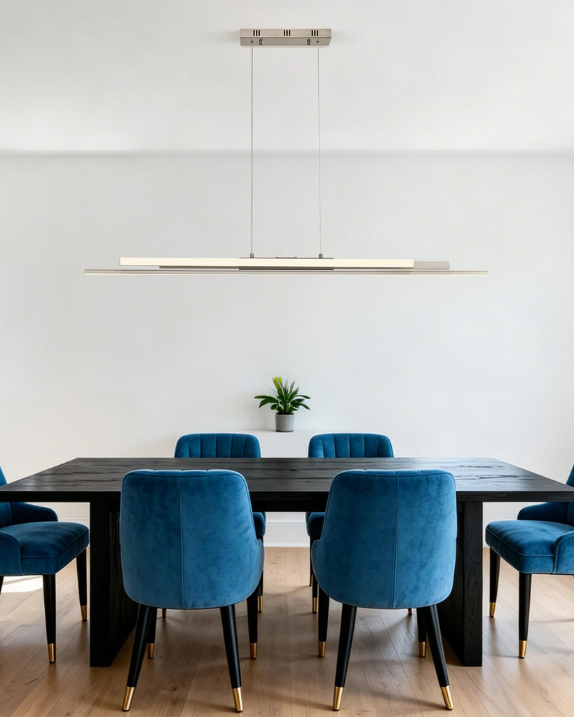 3 LED Linear Pendant Light 52 inch Nickel Island Light Dimmable
