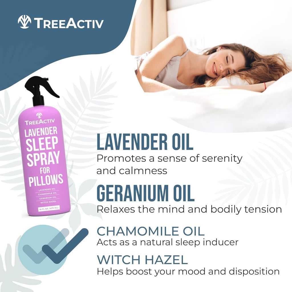 Sleep Spray Calming Lavender Chamomile, Soothing Witch Hazel & Lavender Pillow Spray Air Freshener for Room, Bed - Set of 16