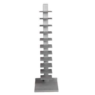 11- shelf Metal Spine Book Tower, Silver
