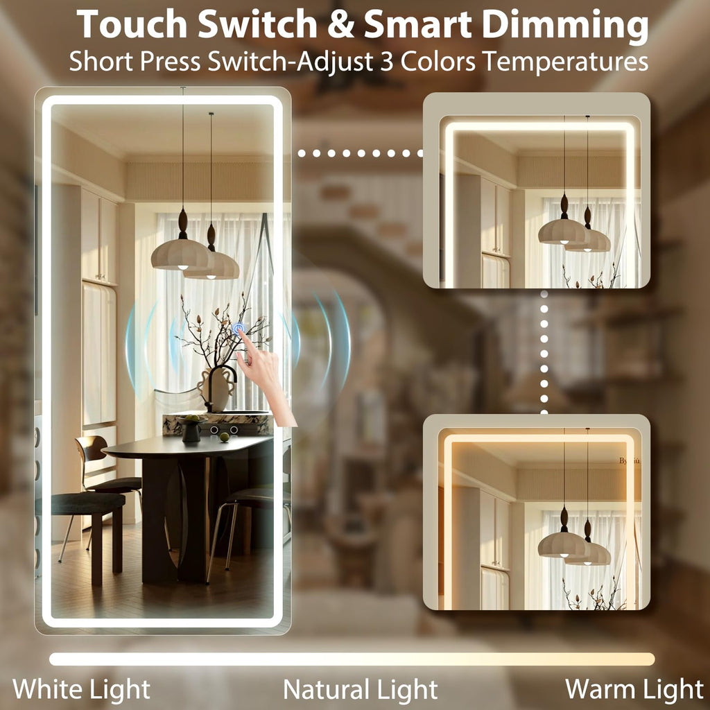 LED Full Length Mirror 71x32 inch Oversized Body Mirrors with Lights