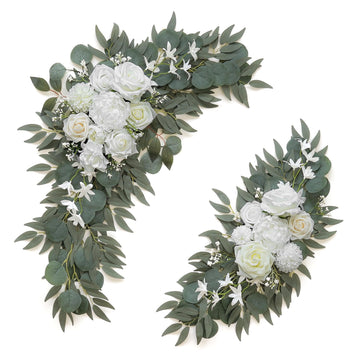 Artificial White Wedding Arch Flowers Set of 2