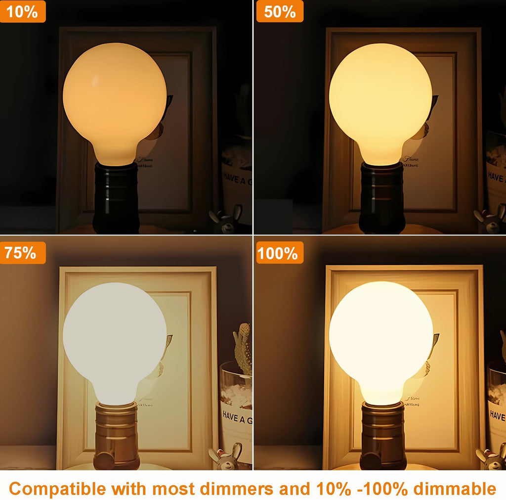 Glass LED G25 Globe Light Bulbs 60W Equivalent, G25 Dimmable 2700K Warm White Round Frosted Vanity Light Bulb for