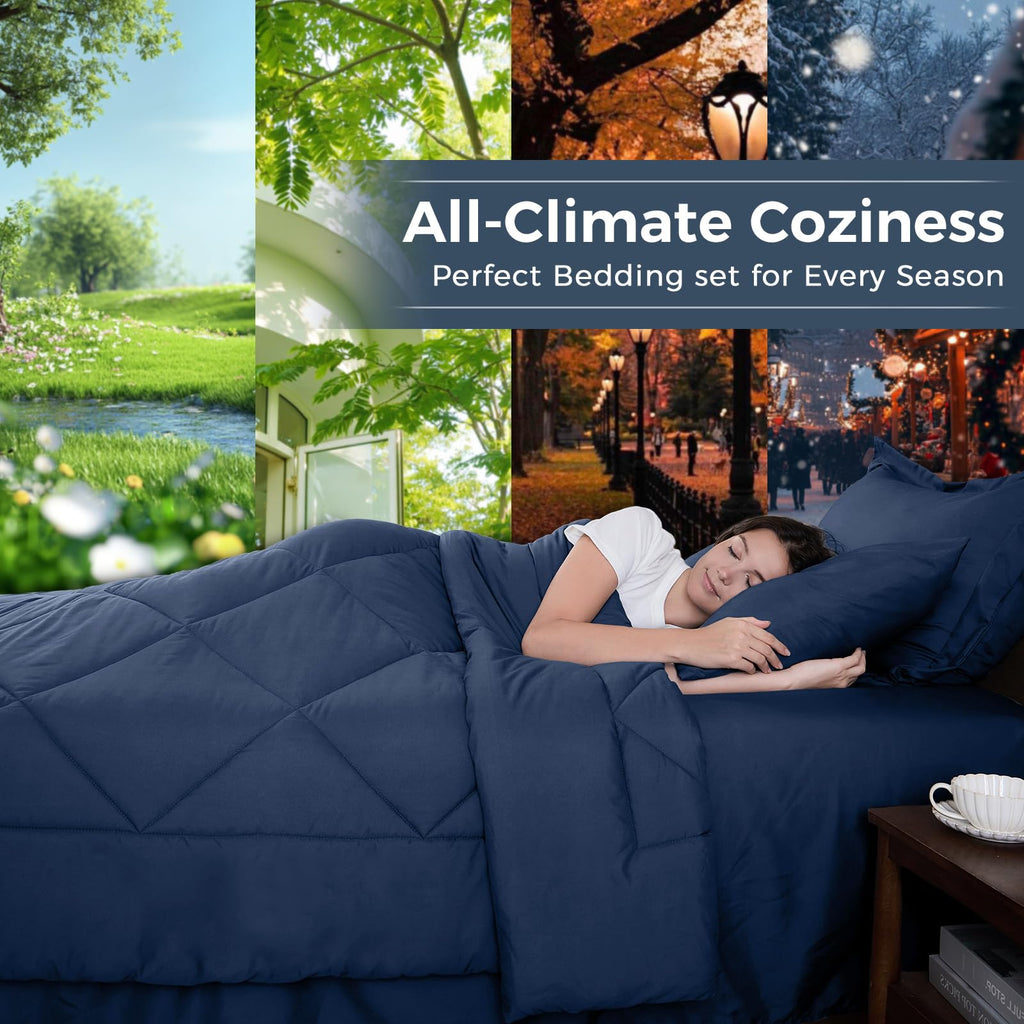 7-Piece Comforter Set, Navy Bed in a Bag