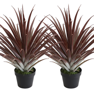 2 Pcs Artificial Aloe Vera Plants 27 Inch Red Fake Succulents Faux Agave Plant Potted for Indoor Outdoor Home Office