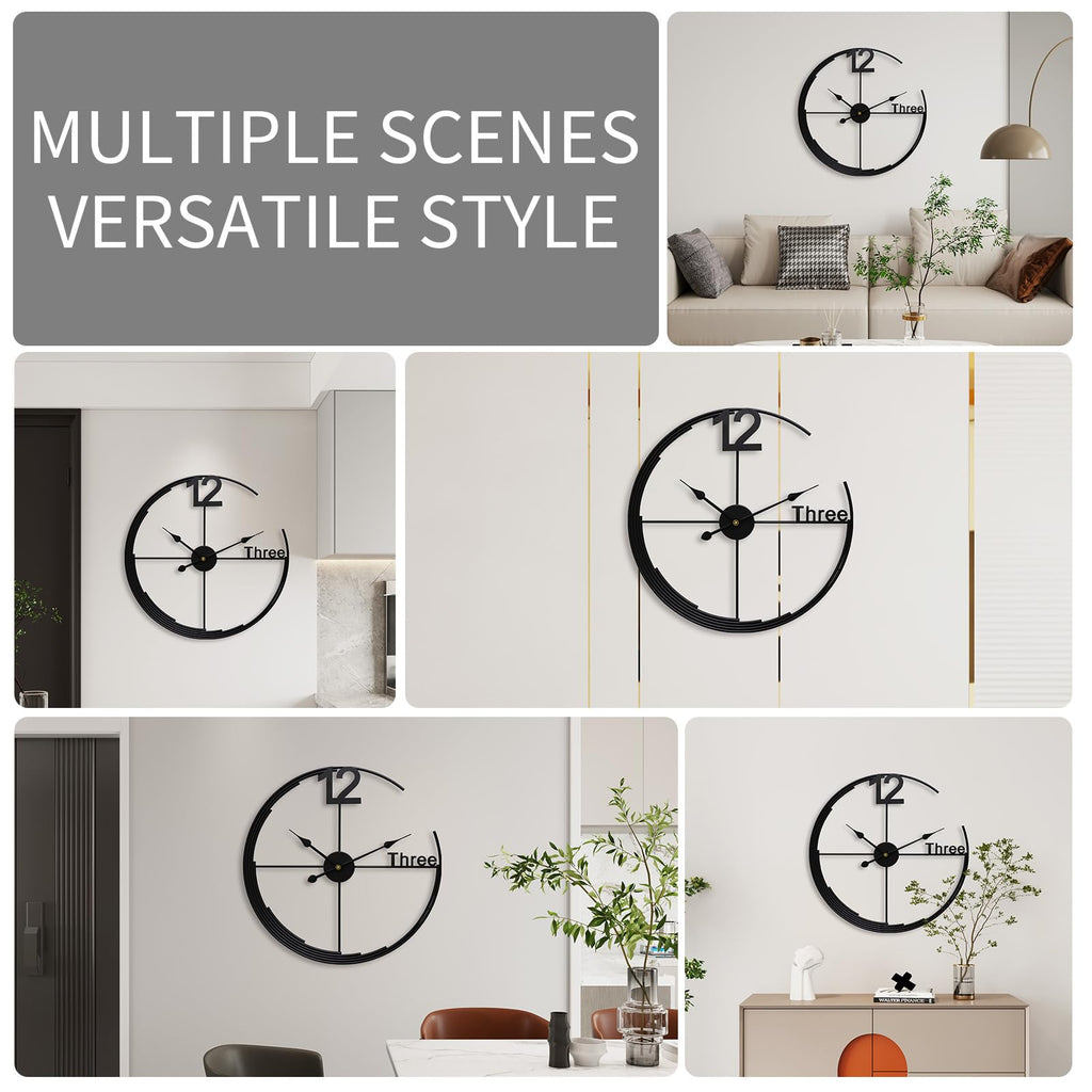 Large Wall Clock, Decorative Modern Wall Clock Round Silent Non-Ticking Battery Operated Clocks