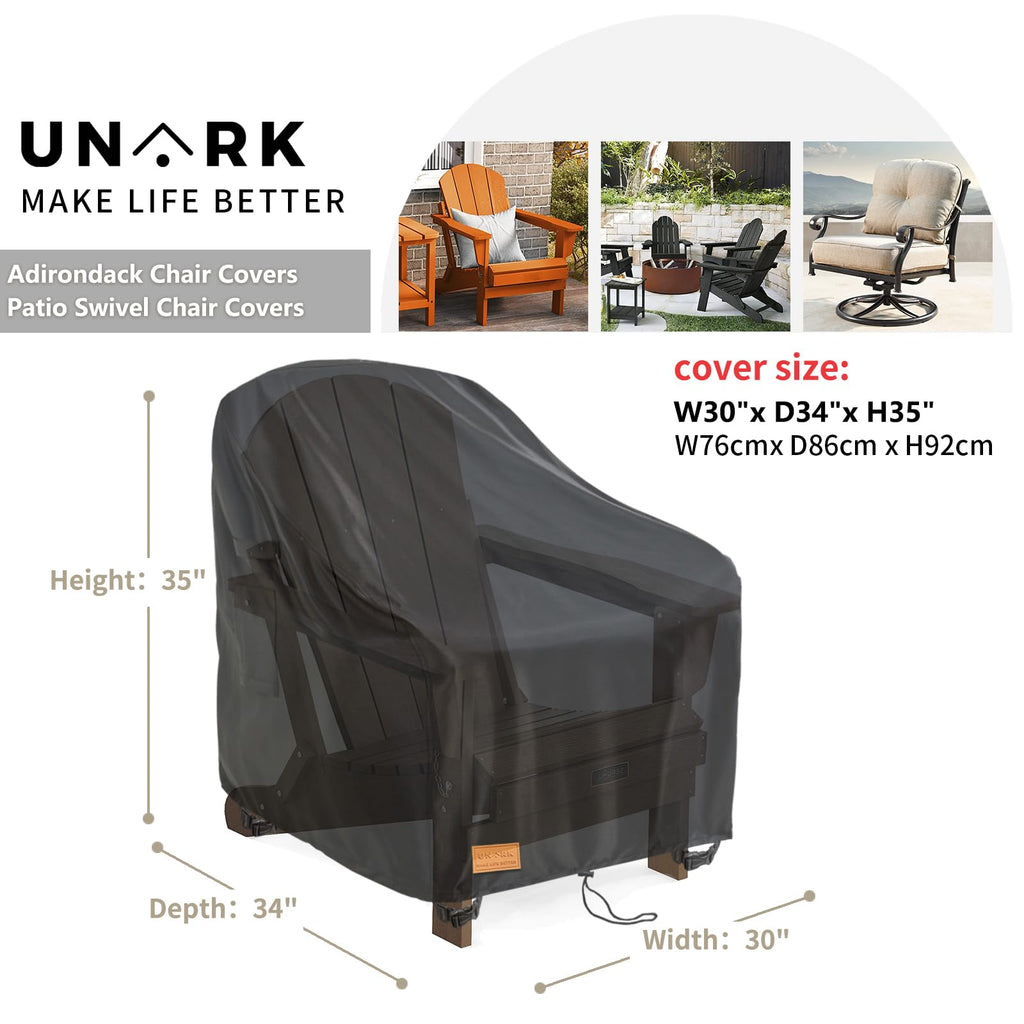 Outdoor Adirondack Chair Cover 2 Pack, Heavy Duty Patio Covers Waterproof, Outdoor Furniture Covers Waterproof, Swivel