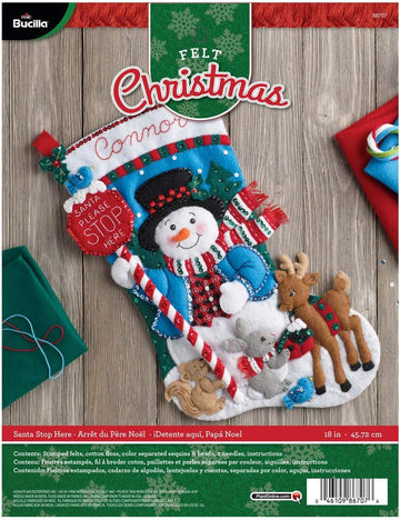 86707 Felt Applique Stocking Kit, 18", Santa Stop Here
