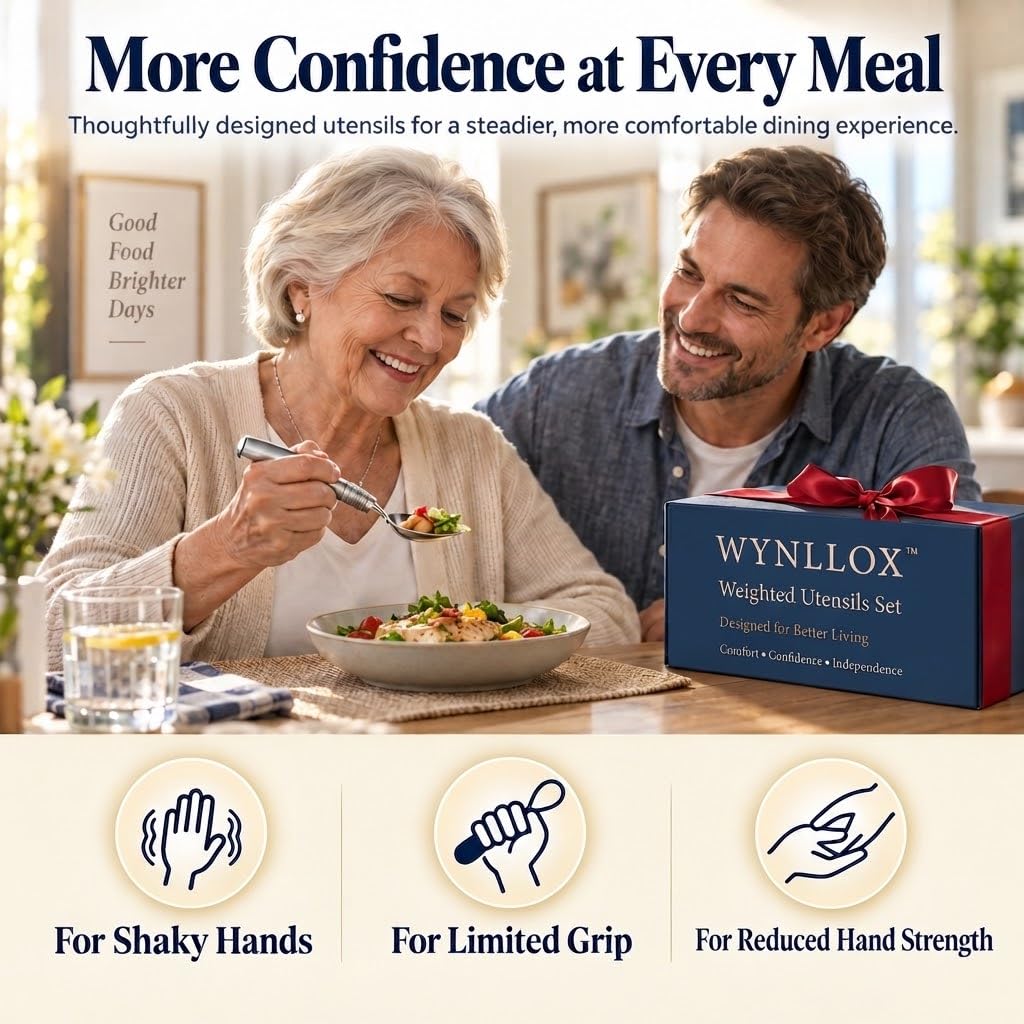 Weighted Utensils for Hand Tremors, Spoon & Fork, 7 oz Each