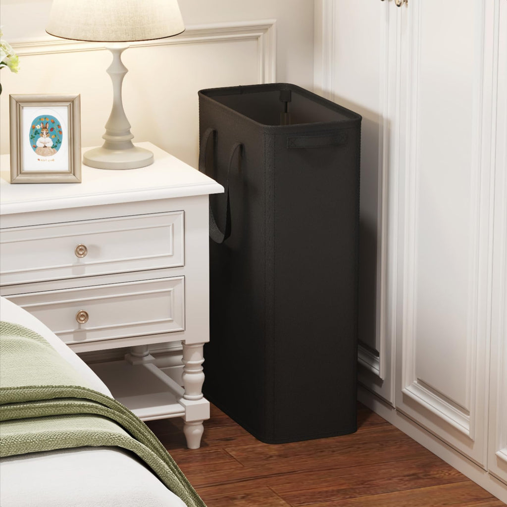 2 Pack Slim Laundry Hamper with Handles, 65L, Black
