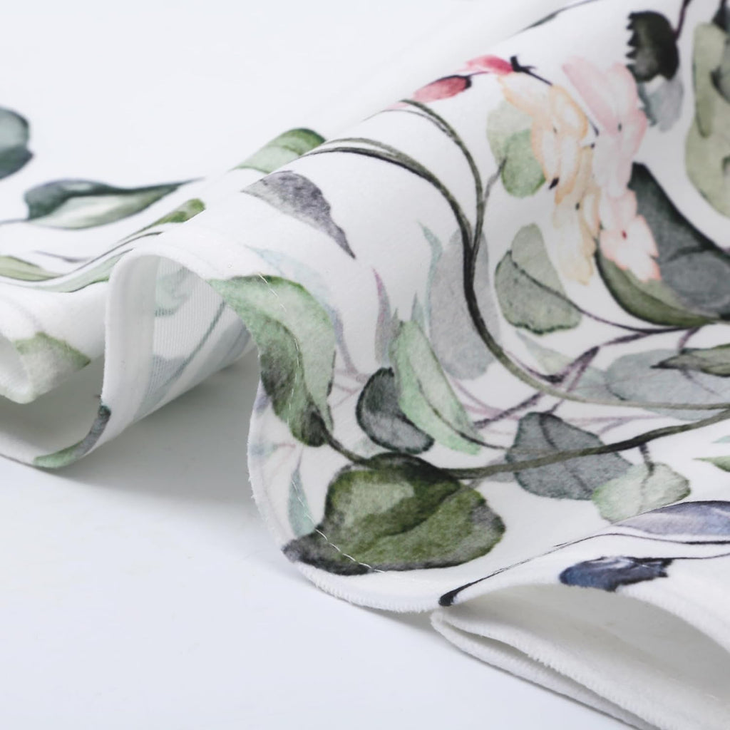 Eucalyptus Botanical Leaves Floral Kitchen Window Curtains Over Sink Boho Farmhouse Flower Leaf Small Window