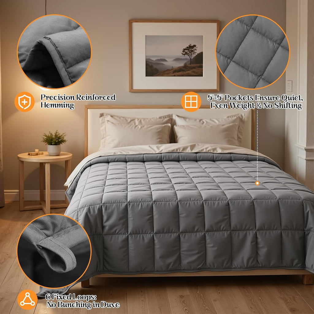 Weighted Blanket for Adults (15 lbs 60" x 80") Queen Size, Soft Cotton | Cooling Heavy Blanket for Sleep, Thick