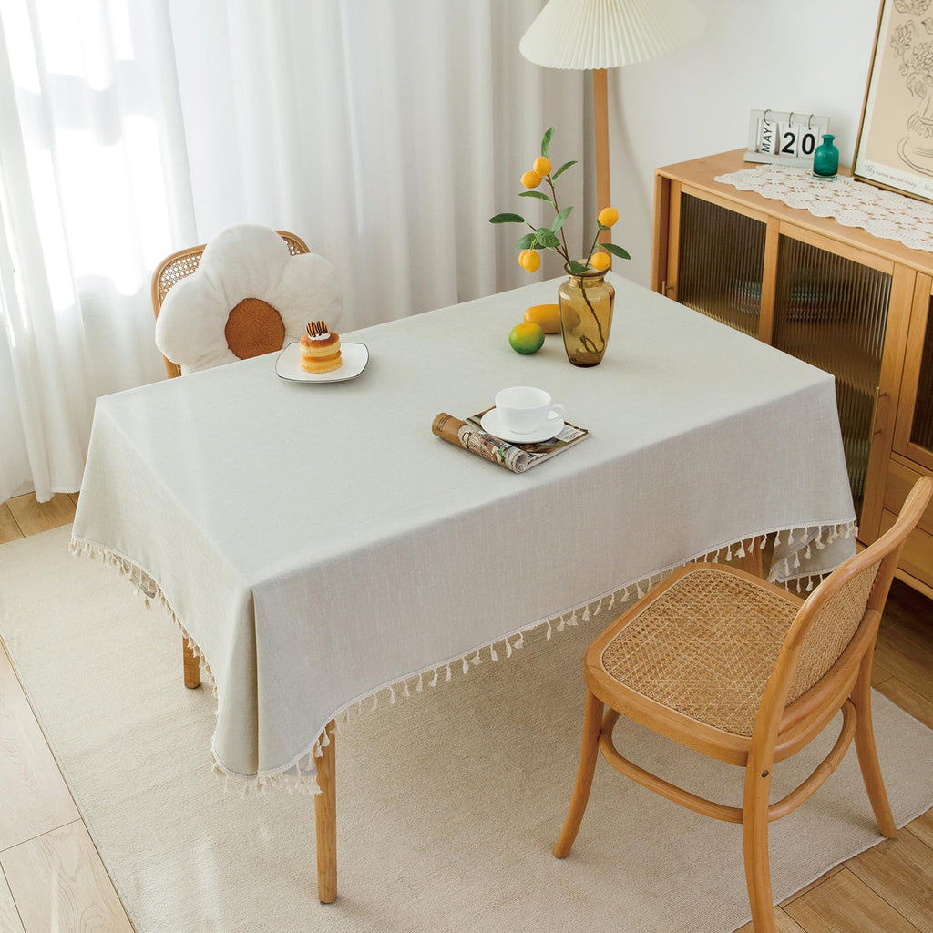 Linen Tablecloth with Boho Tassel, 54 X 78 Inch