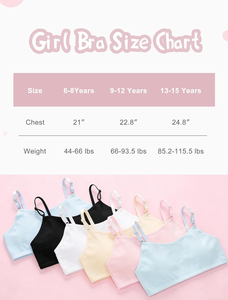 Girl's Training Bra Cotton Spaghetti Strap Adjustable Sport Underwear
