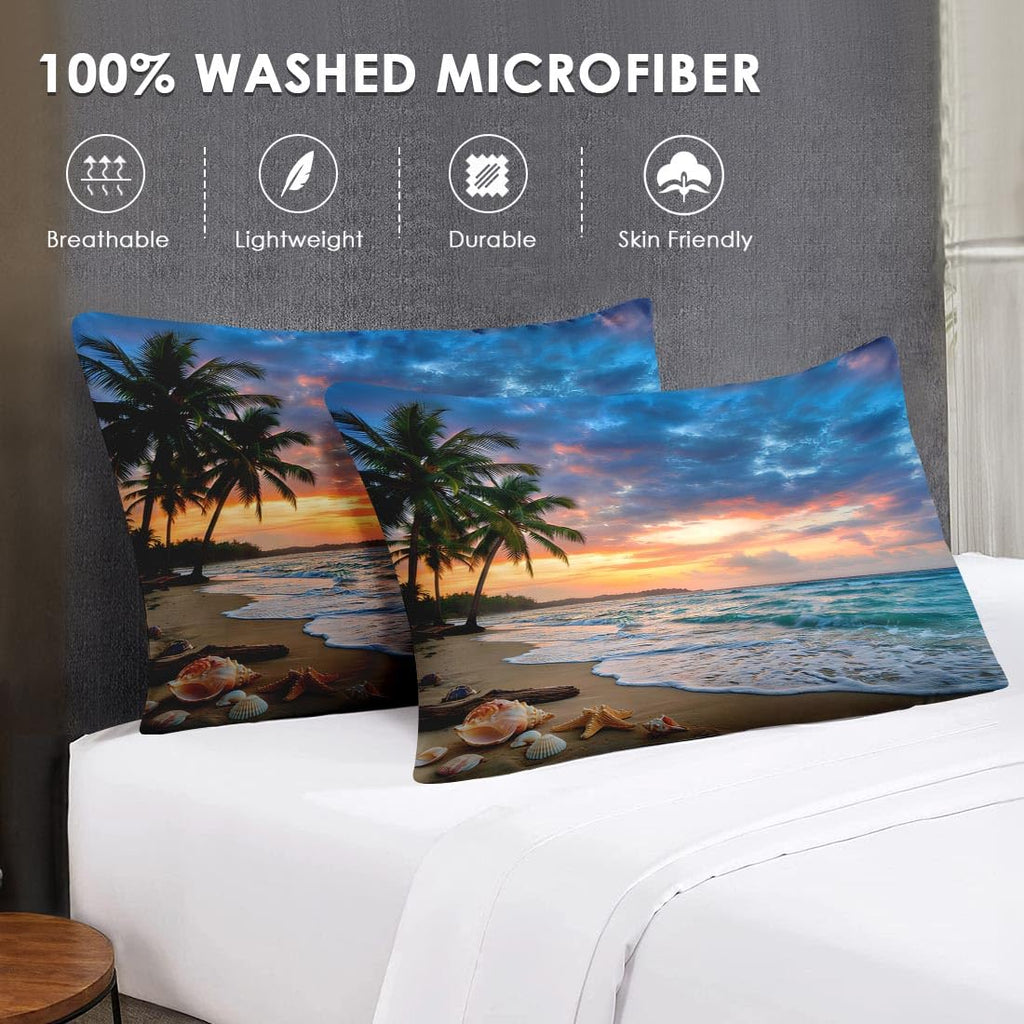 Comforter Set with Sheets, 7 Pieces Beach Coastal Bedding
